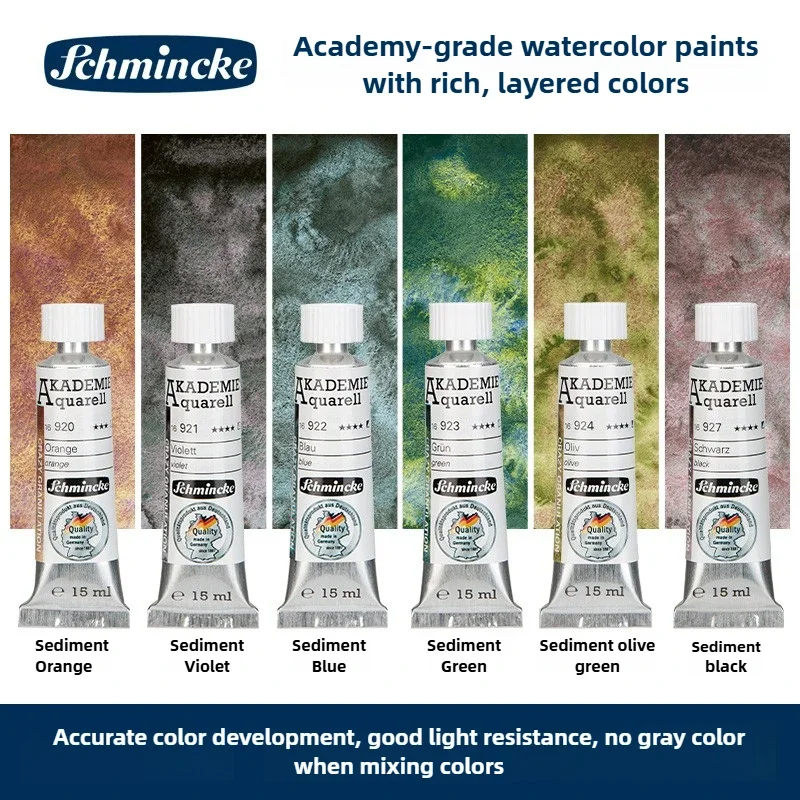 Deutschland Schmincke - Akademie ® Feinste Künstler-Aquarellfarben, 15ml Tuben, neue Farben, brillant, hoch lichtbeständig und cadmiumfrei – Detail 6