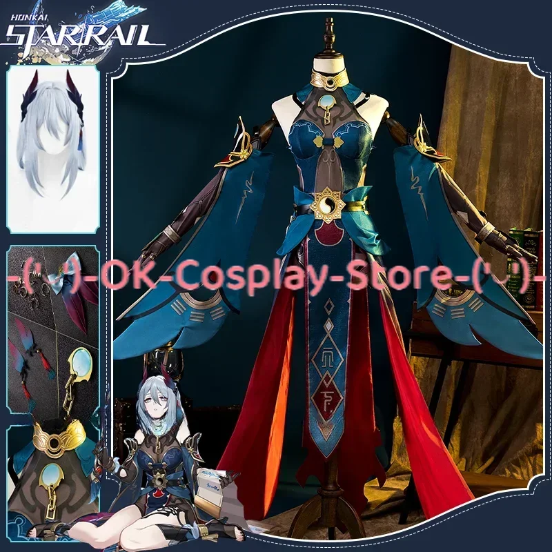 Hanya Cosplay Costume Game Honkai Star Rail Wig Dress Headwear Tattoo Sticker Ring Uniform Xueyi Judges Ten-Lords Commission