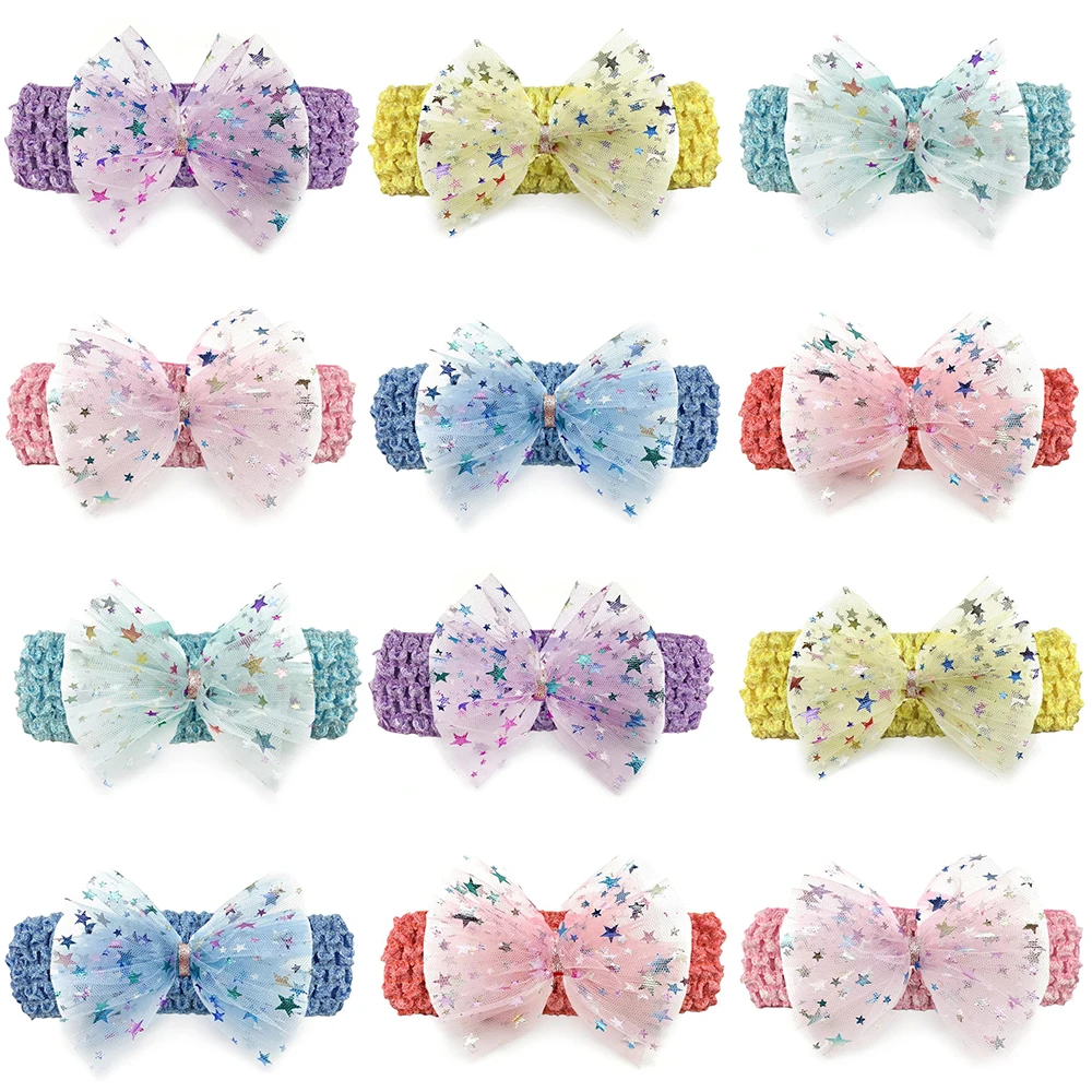 30/50Pcs Pet Dog Flowers Bowtie with Elastic Band Star Mesh Style Bows Dog Grooming Product for Small Middle Large Dog Bowties