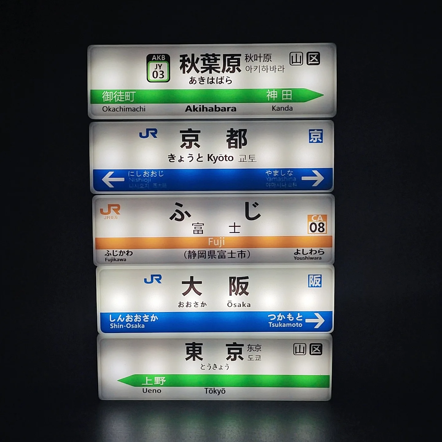 Imanes de nevera de la línea del metro de Tokio, letrero luminoso creativo de minimart, tablero de exhibición, juguete magnético de Osaka, caja de luz luminosa, plástico recargable