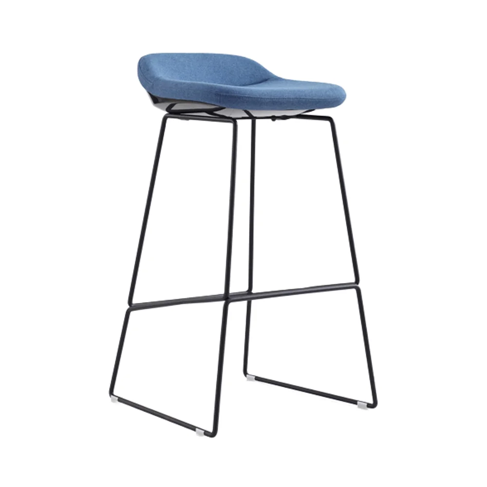 

Italian Modern Style Bar Stool with Brown Fabric Seat Plywood Frame Metal Legs for Hotels Living Rooms Restaurant Bar Chair