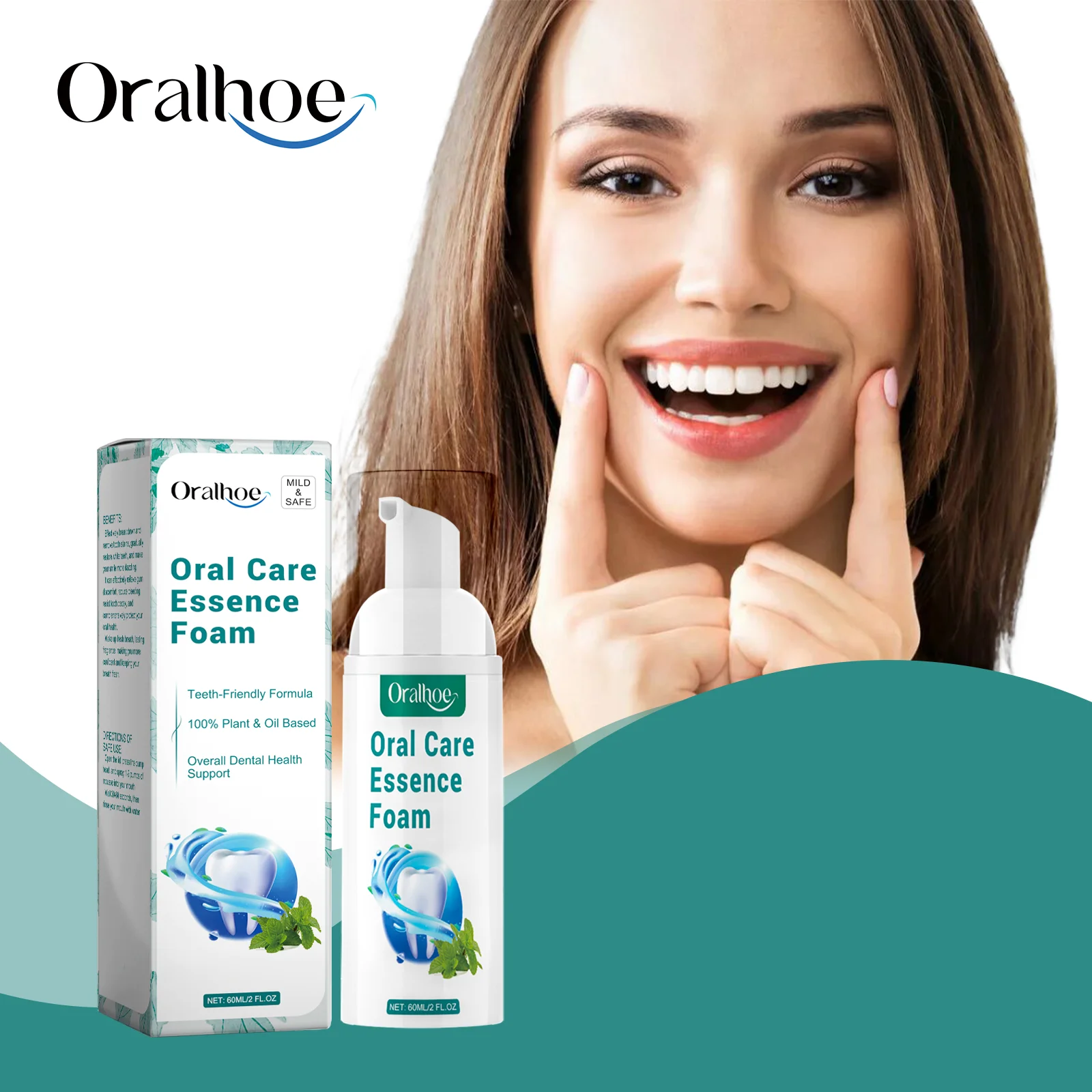 60ML Mousse Toothpaste Whitens Teeth Brightens Removes Yellow Teeth Cleans Teeth Stains Oral Freshness Dental Care