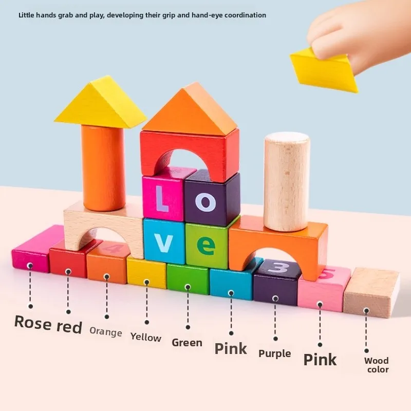 Grandes blocos de construção de madeira crianças brinquedo educativo faia madeira quebra-cabeça bebê & criança brinquedo bordas arredondadas aprendizagem precoce playset