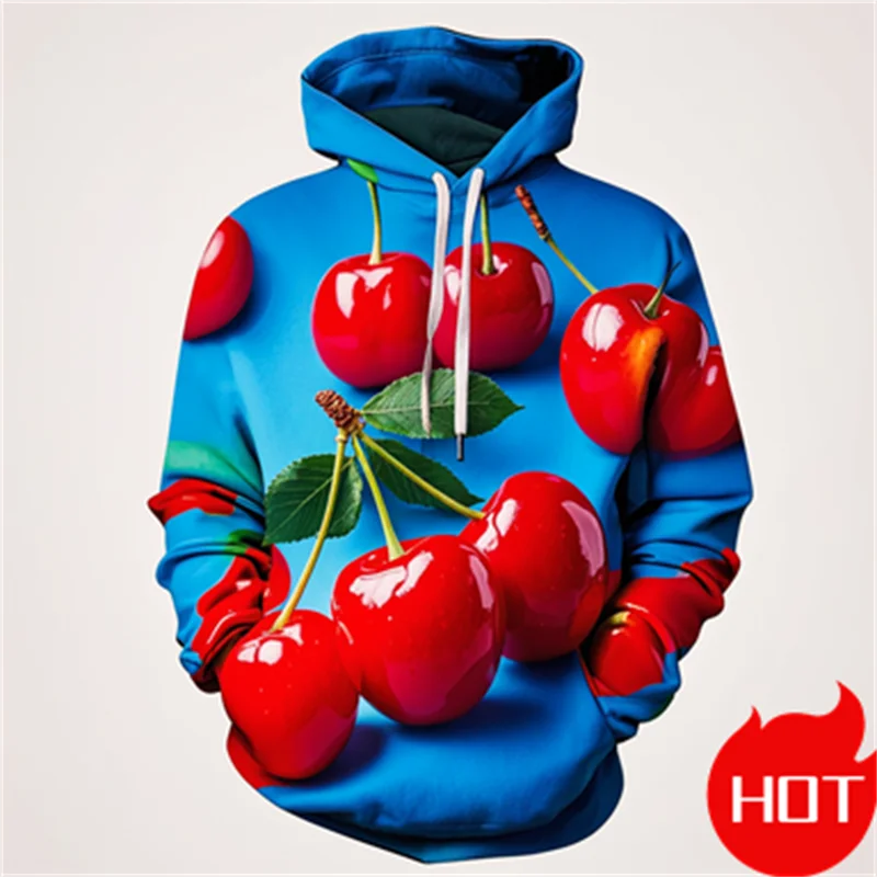 

Winter New 3D Fruit Cherry Printing Hoodies For Men Women Funny Streetwear New In Hoodies & Sweatshirts Unisex Fashion Pullovers