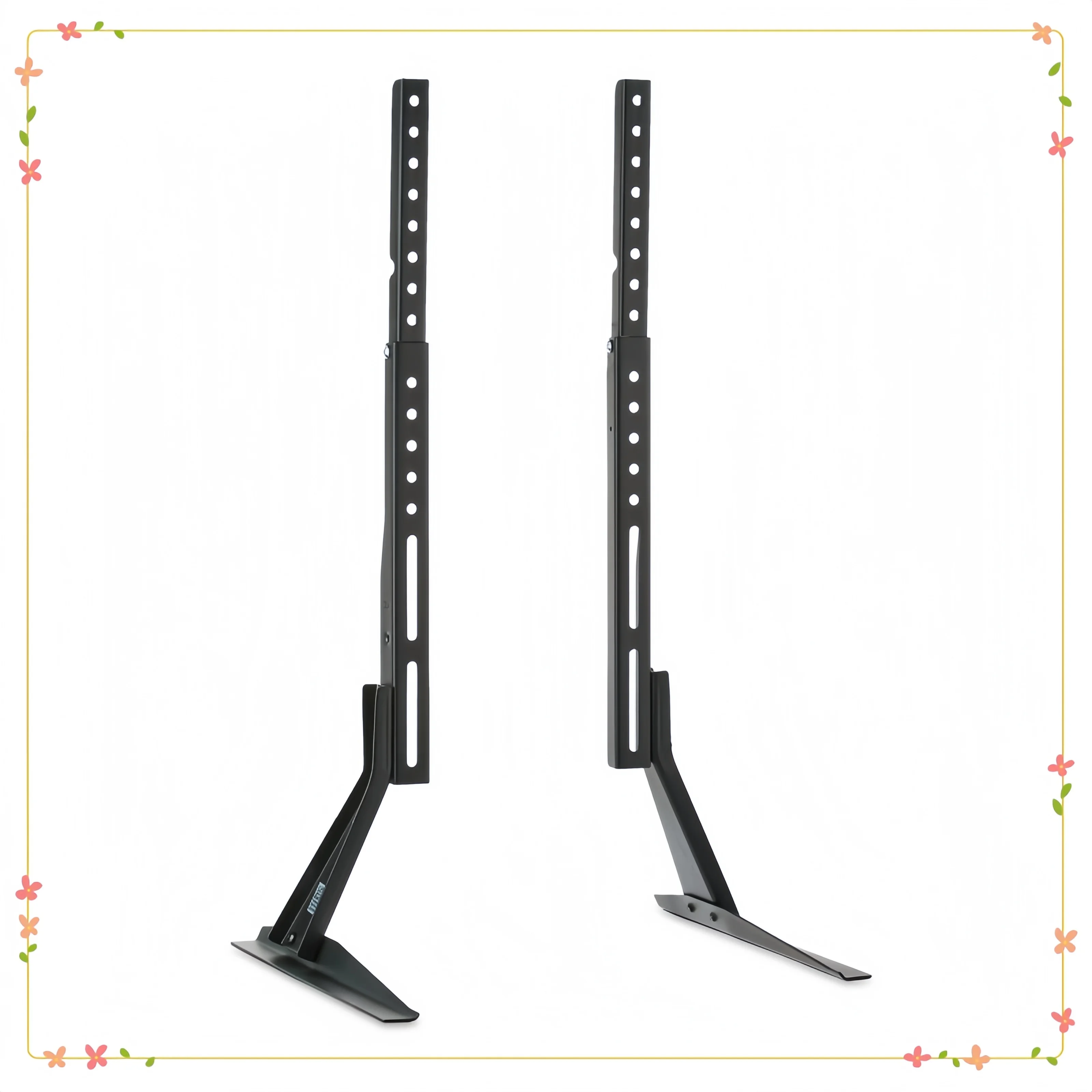 37インチから70インチまでのテレビ用卓上テレビスタンド、最大110ポンドまで対応、ブラック-卓上用金属脚