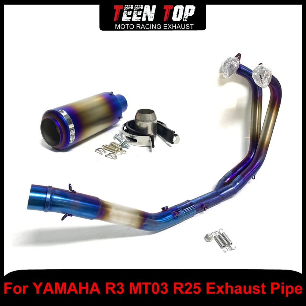 

Motorcycle Stainless Steel Blue Exhaust Pipe For YAMAHA R3 R25 MT03 Full Exhaust Systems Connect Tube R3 Exhaust Muffler