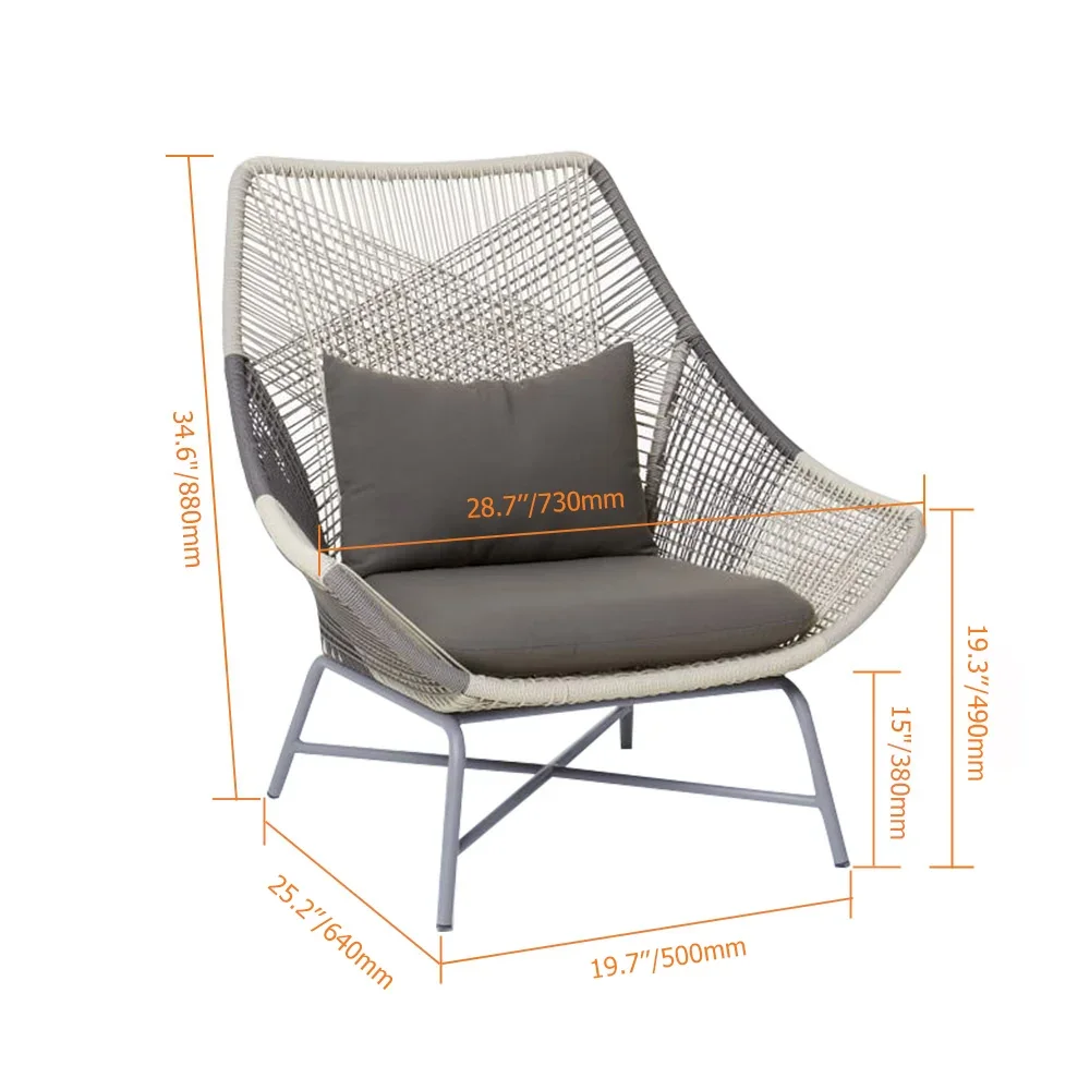 Set of 2 Outdoor PE Rattan Patio Armchair with Cushion Pillow