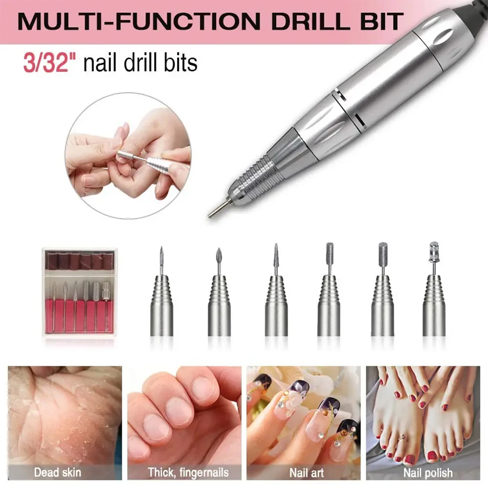 Tragbare Nagelbohrmaschine, 35.000 U/min, wiederaufladbare E-Feile mit Bits-Set zum Entfernen von Acryl-Gel-Polier