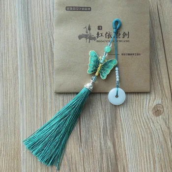 수제 중국 고대 스타일 여성 남성 한푸 액세서리, 허리 부적 장식 펜던트 로브 태슬 장식 