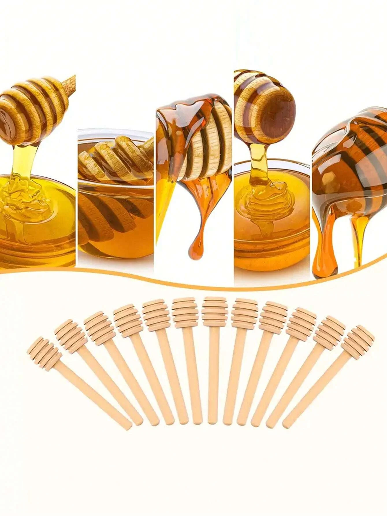 10pcs Honey Dipper, Wooden Honey Stirring Stick, For Dispensing Moisturizing Honey And Wedding Party Favors