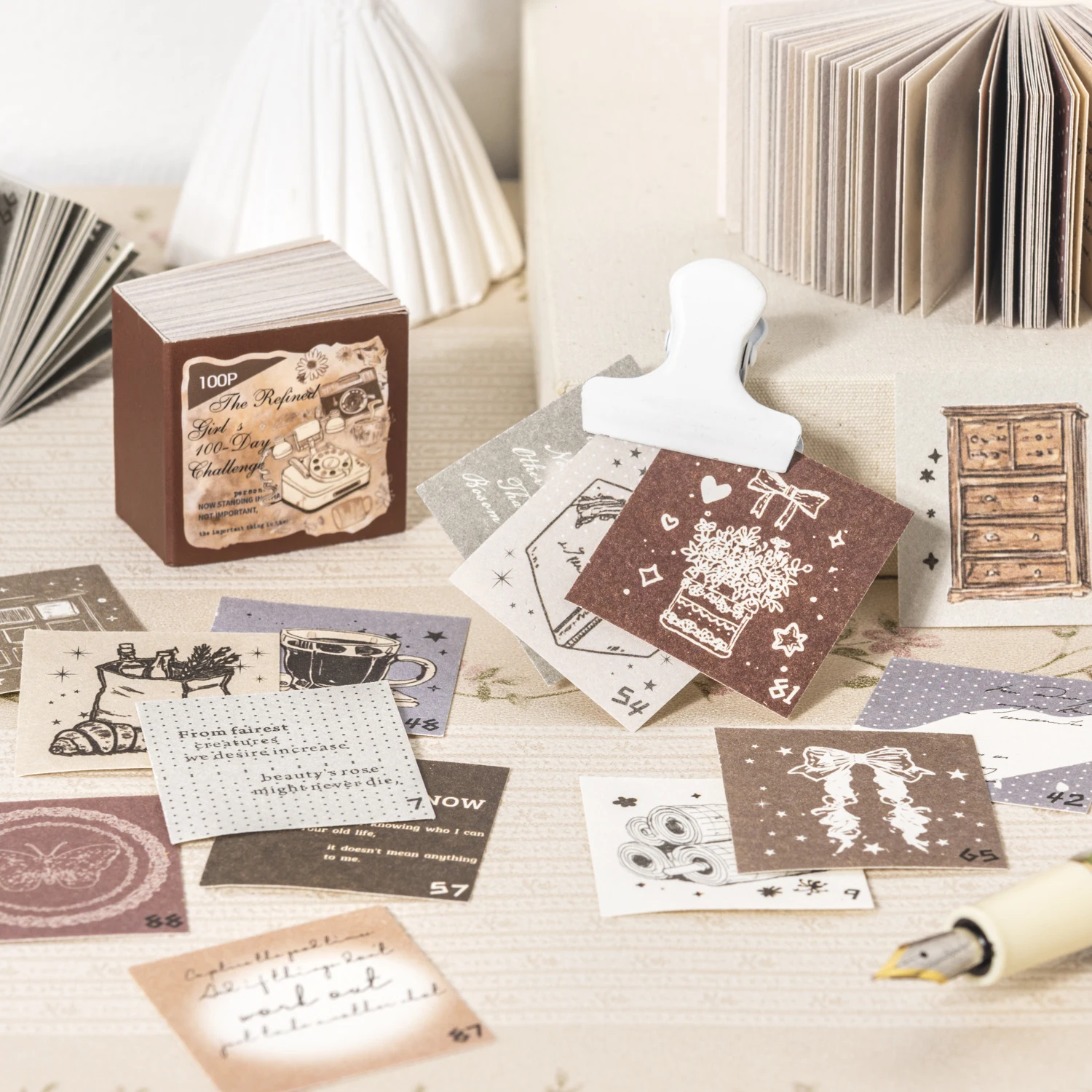 100 feuilles exquise fille 100 jours série vie créative Message mémo planificateur manuel bricolage Scrapbook esthétique artisanat papier