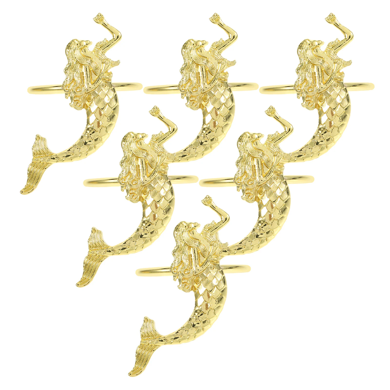 

6Pcs Mermaid Shaped Gold Napkin Rings Metal Napkin Buckles Zinc Alloy Party Wedding Table Decor Tissue Holder Party Table Decor