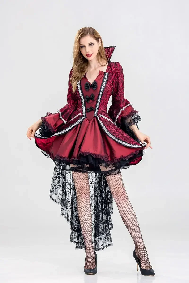 Hermoso disfraz de Reina vampiro sangriento de talla grande XL XXL disfraz de vampiro clásico para mujer de Halloween uniformes victorianos de lujo