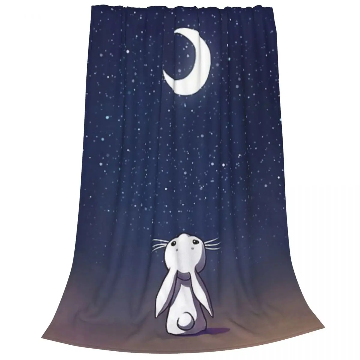 Moon Bunny Blanket Flange Textile Decor Portable Super Soft Throw Blankets for Home Office Plush Thin Quilt