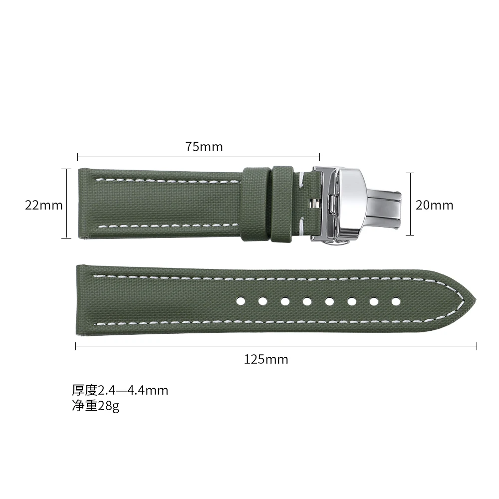 18/19/20/21/22mm for Omega for Seiko Business Sailcloth Watch Strap Butterfly Buckle Waterproof MenWomen Quick Release Watchband image 6