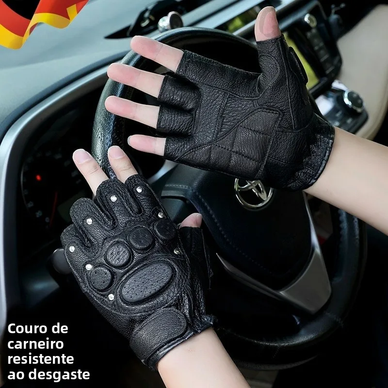 genuine-leather-half-finger-gloves-men's-outdoor-climbing-motorcycle-riding-tactical-motorcycle-anti-slip-leather-gloves