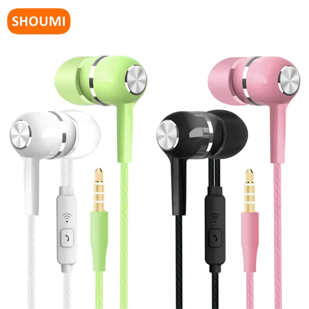 Shoumi Wired Headphones 3.5mm Sport Earbuds with Bass Phones Earphones Stereo Headset with Mic HD Call Music Earbuds for Xiaomi