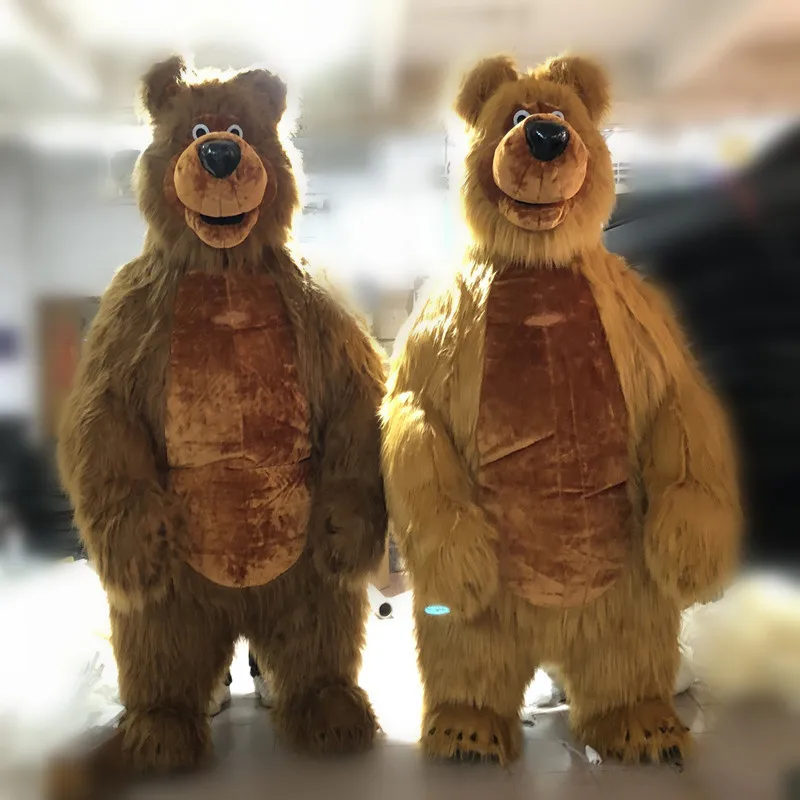 Маша и Медведь Russian Bear Inflatable Cute Furry Plush Bear Mascot Costume Fursuit Family Promotion Halloween Cosplay Party