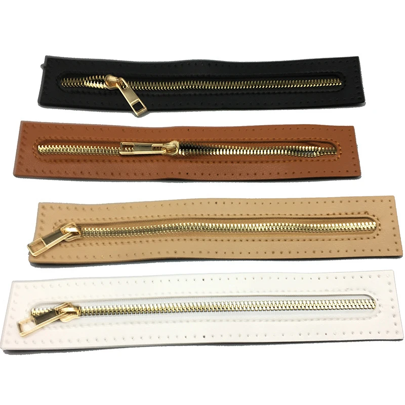 High Quality DIY Leather Zipper For Crochet Bag Hardware PU Leather Zipper Bag Accessories Metal Zipper Clothes Shoes Supplies