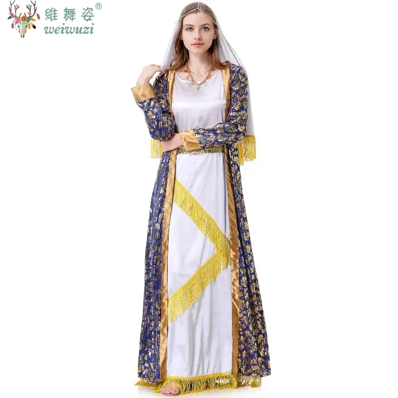 

Halloween Costume Greek Goddess Cosplay Medieval Dubai Saudi Court Queen Gown Halloween New Year Party Performance Fancy Dress