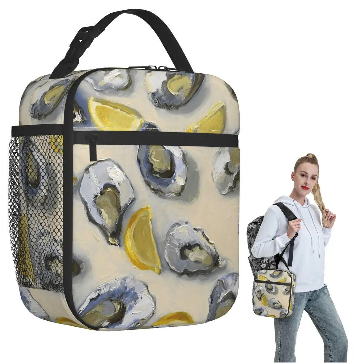 Australian Oysters And Lemons Still Life Insulated Lunch Bag for Women Children Portable Food Boxes Thermal Lunch Box Tote