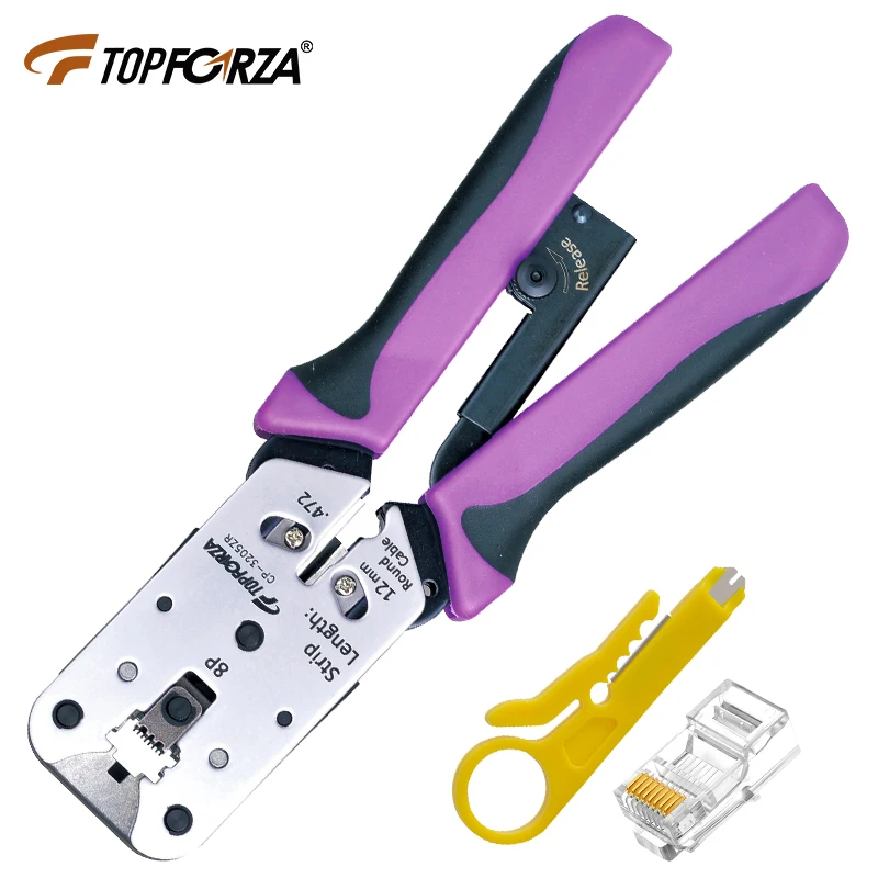 

Topforza RJ45 Crimper 8P/8C Modular Crimping Plier Network Cable Cutter Stripper Plier for RJ45 Ethernet Connector