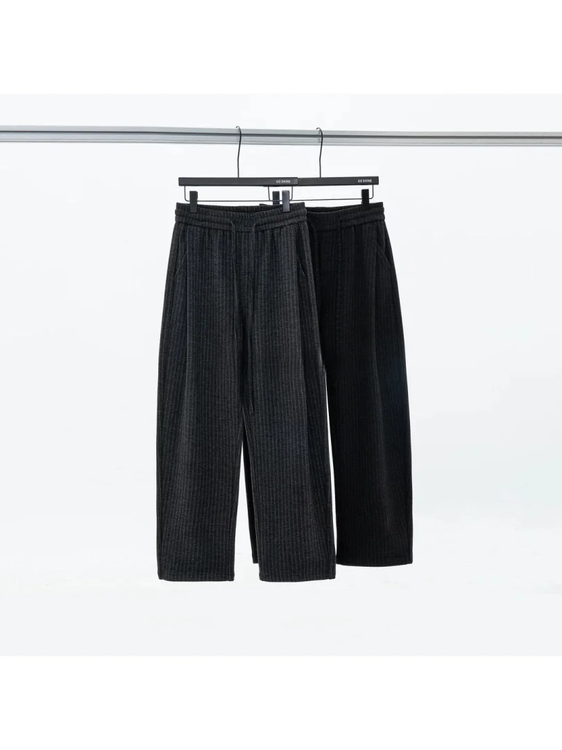 

Мужские повседневные брюки прямого кроя с широкими штанинами, с полосками, в стиле микро-бент-найф, модные, универсальные, удобные, для отдыха