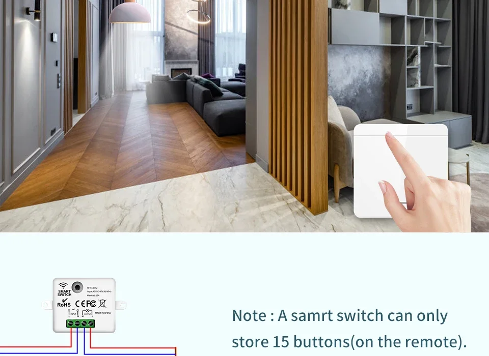 Drahtlose Licht Wand Schalter Relais Empfänger RF 433Mhz 1/2/3Gang Panel Schalter Fernbedienung Interruptor für LED Lampe 10A 110V 220V – Detail 10