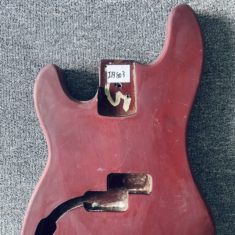 IB803 Precision Electric Bass Matte Red Color Surface Paints and Wood Dirty&Damages Unfinished for PB Bass DIY Left Hand