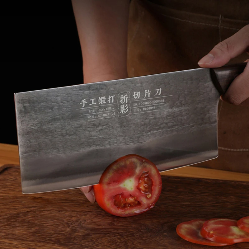 Handmade Forged Slicing Knife Wood Handle Chefs Cleaver Longquan Kitchen Knives For Cutting Vegetables And Meat China Messer