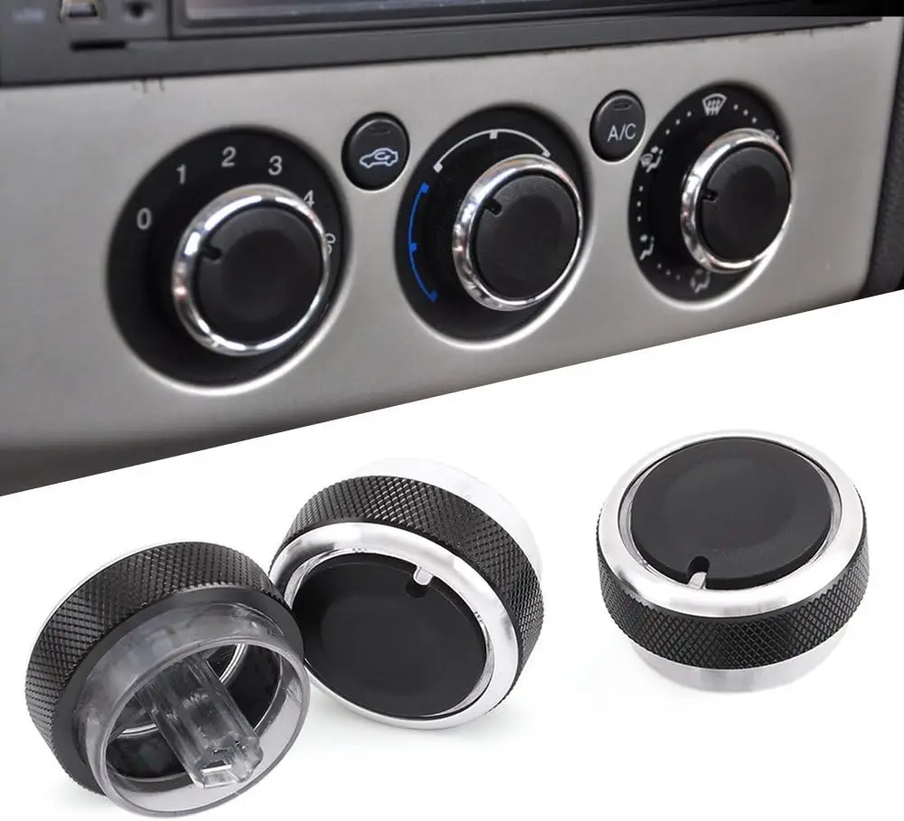 3pcs Car Air Conditioning Heat Control Switch AC Knob for Ford Focus 05-14 Black