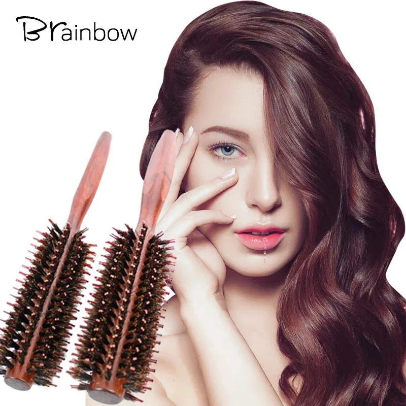 

Brainbow 1piece S M L Natural Wood Comb Bristle Anti-Static Curly Handle Brush Hairdressing Barber Hair Salon Styling Care Tools