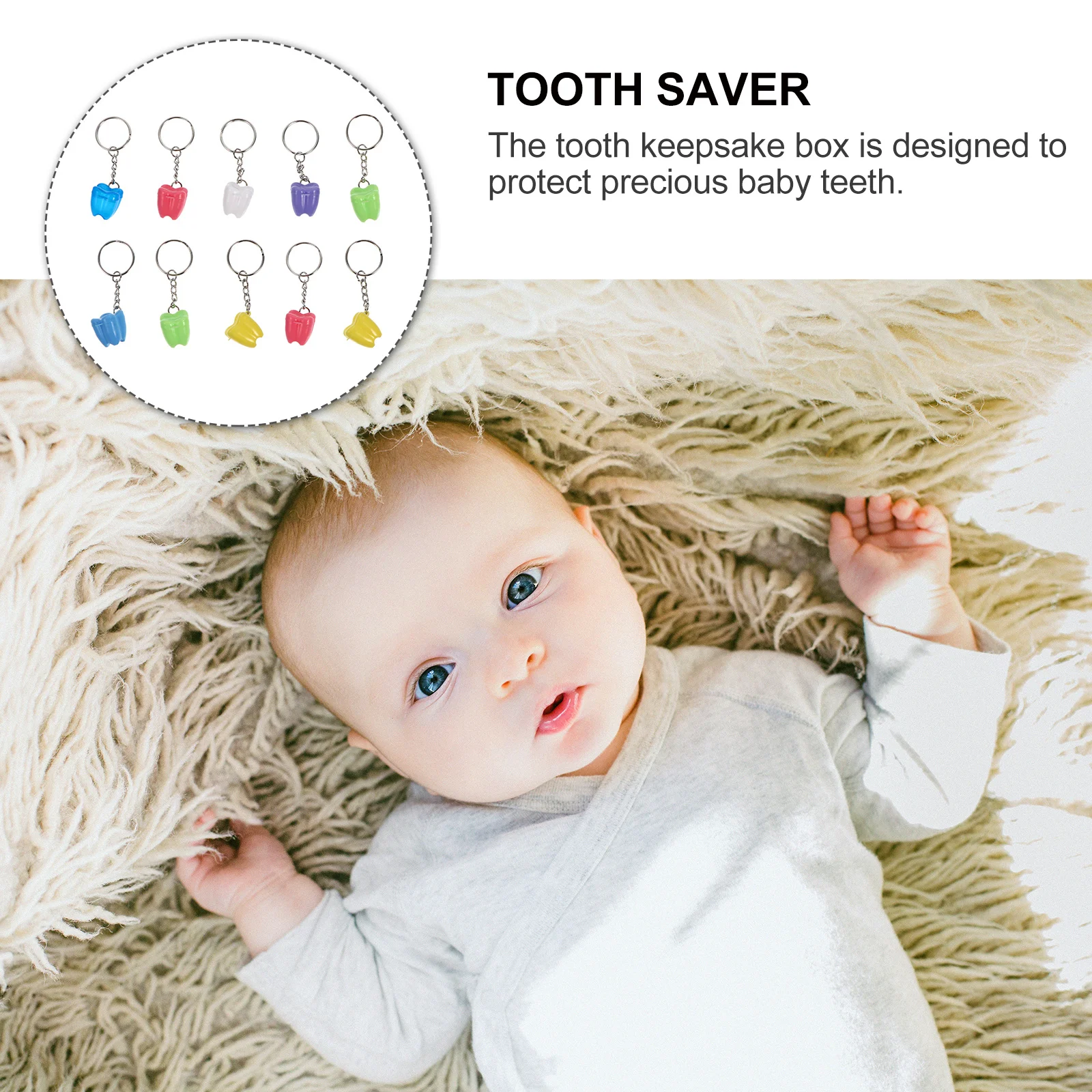 10pcs Baby Tooth Box Key Ring Deciduous Teeth Storage Organizer Portable Keepsake Case For Kids Growth Memory Dental Party Favor