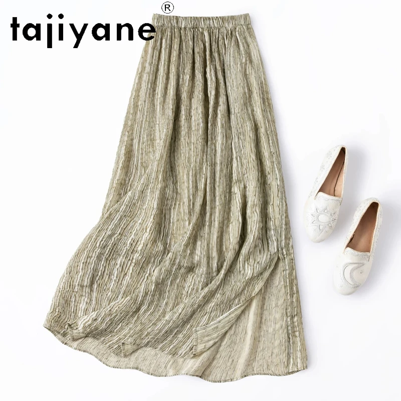 

TAJIYANE Women Silk Skirt 58.2% Mulberry Silk Straight Long Skirts Elastic Waist Summer Skirt Woman Clothes 2026 Юбка Женская