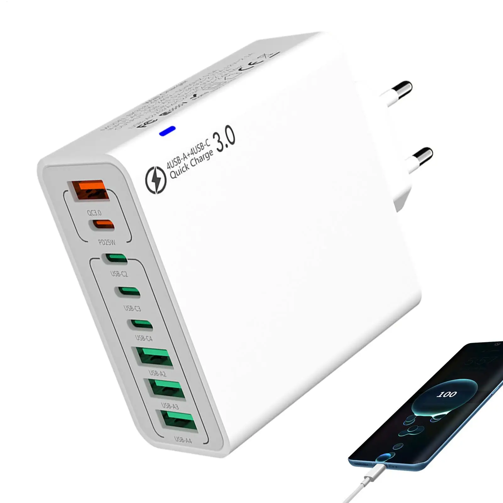 

USB C Charger Laptop Charger Portable 120W Multi-Port Fast Charging Device For Smartwatch Phone Computer Travel