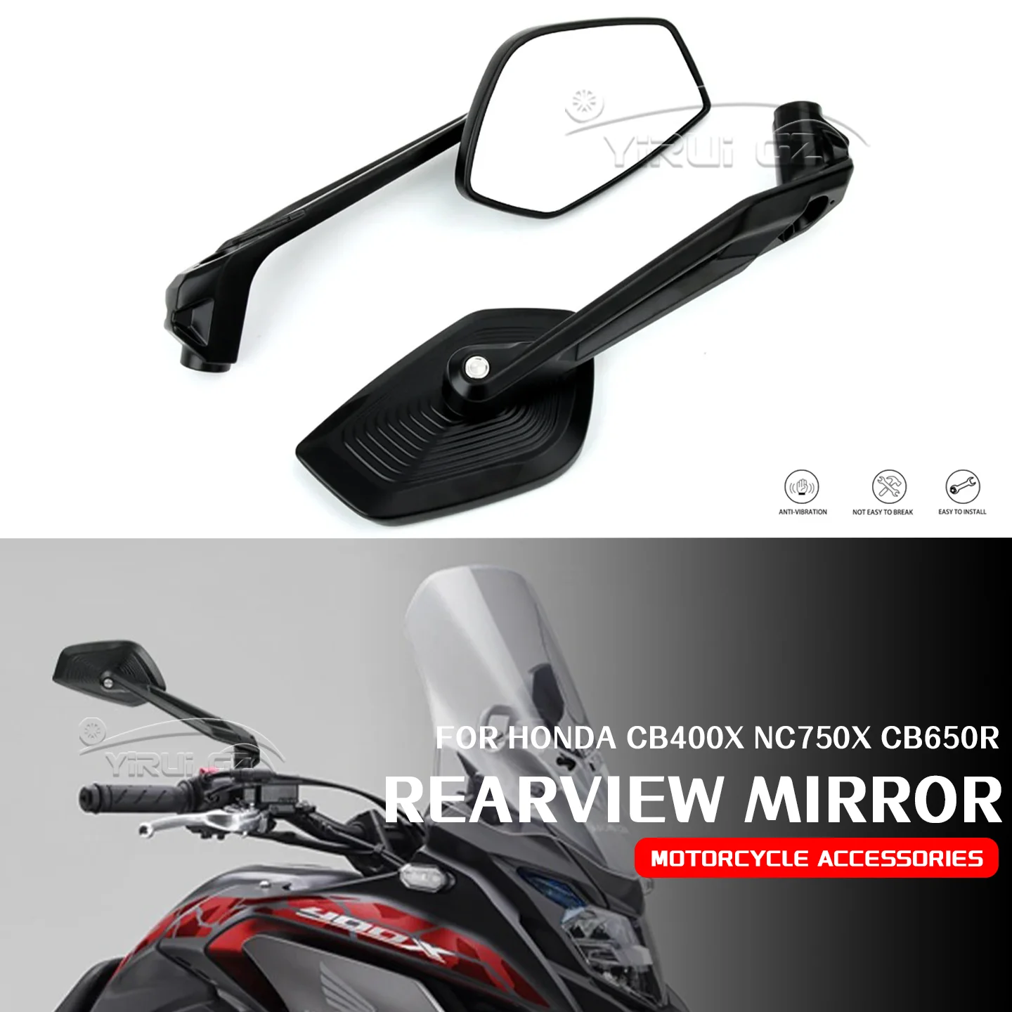 

Боковые зеркала для мотоцикла, новые алюминиевые мотоциклетные левые и правые зеркала заднего вида с ЧПУ для HONDA CB400X NC750X CB650R CB400X CB650R