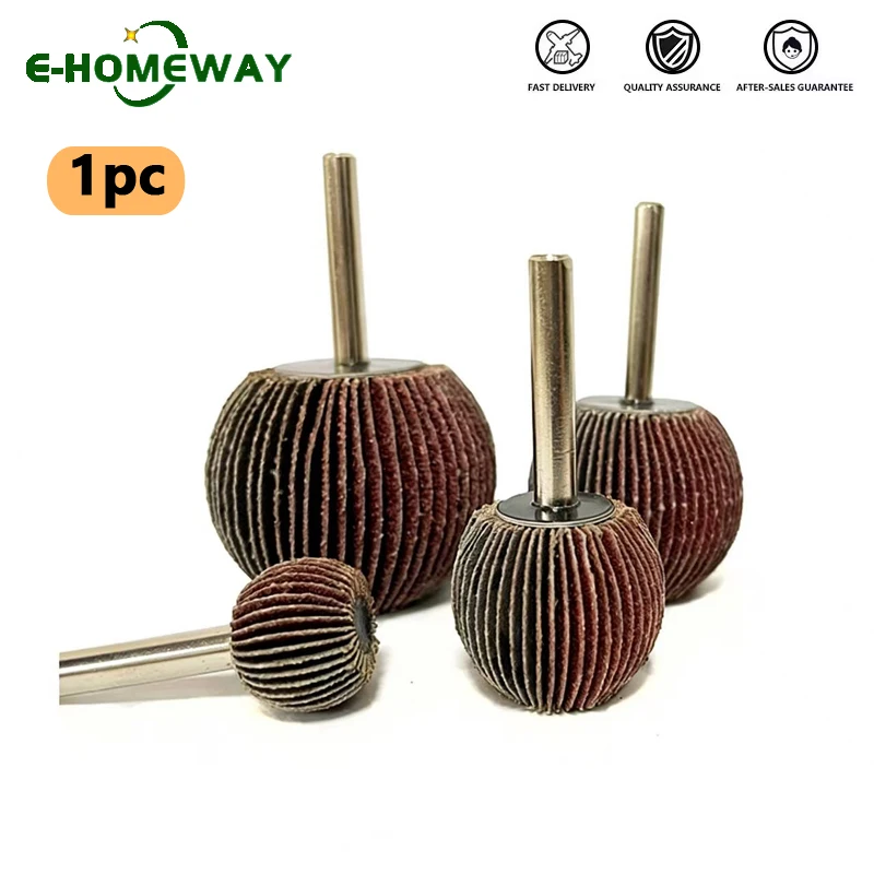 1PC Sferyczna tarcza listkowa z papierem ściernym 6 mm (1/4") Trzpień 60-180 Ziarnistość Ścierny narzędzie obrotowe do szlifierki Precyzyjne polerowanie, kształt kuli