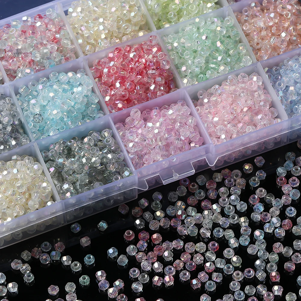 

100pcs/Lots AB Color Glass Faceted Seed Bead Dual Cone Shaped Spacer Beads for DIY Earrings Hairpins Jewelry Making Findings