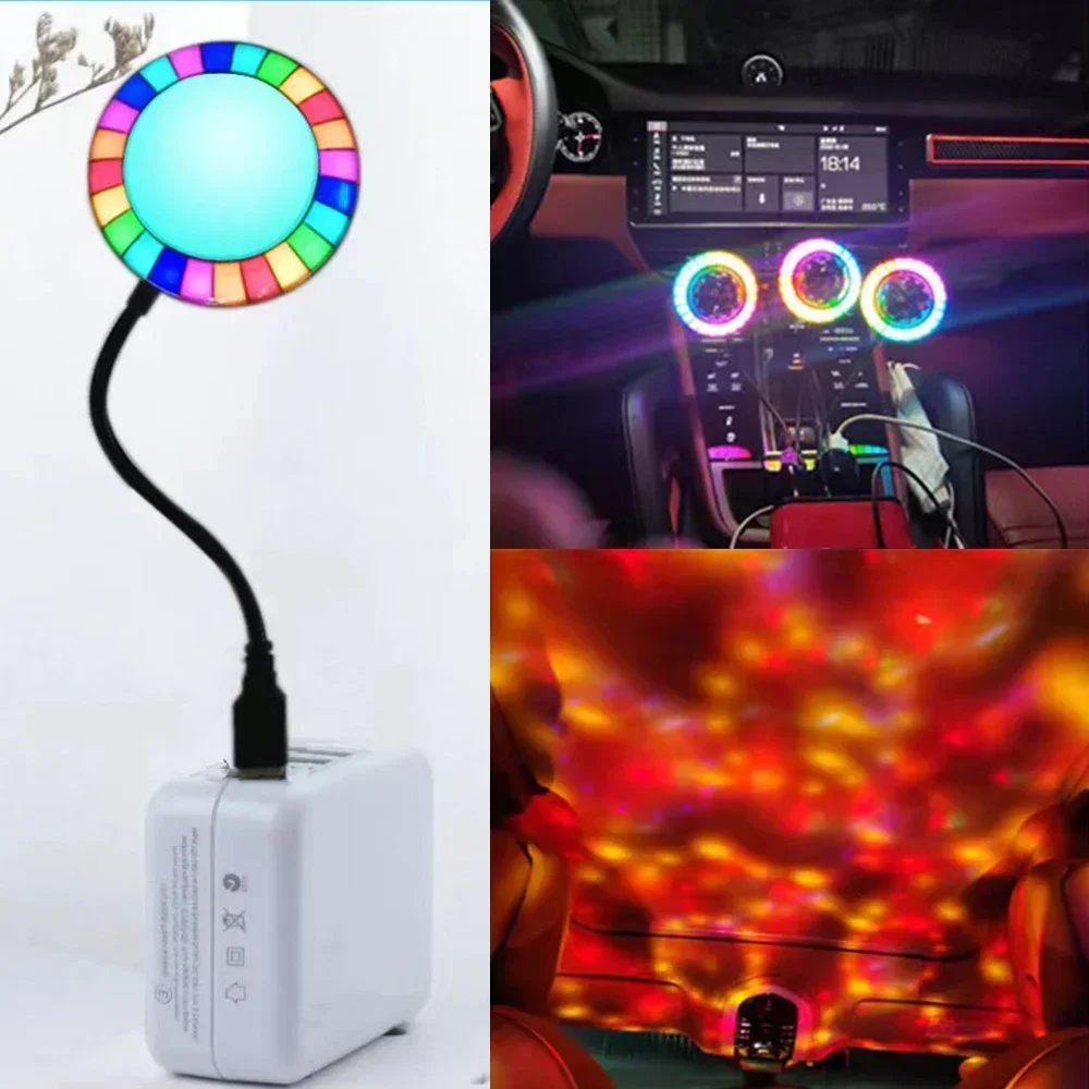 USB LED Light Music Rhythm Pickup Ambient Lamp Dynamic RGB Sunset Projector For Home Decor Festival Party Dance Christmas Gift