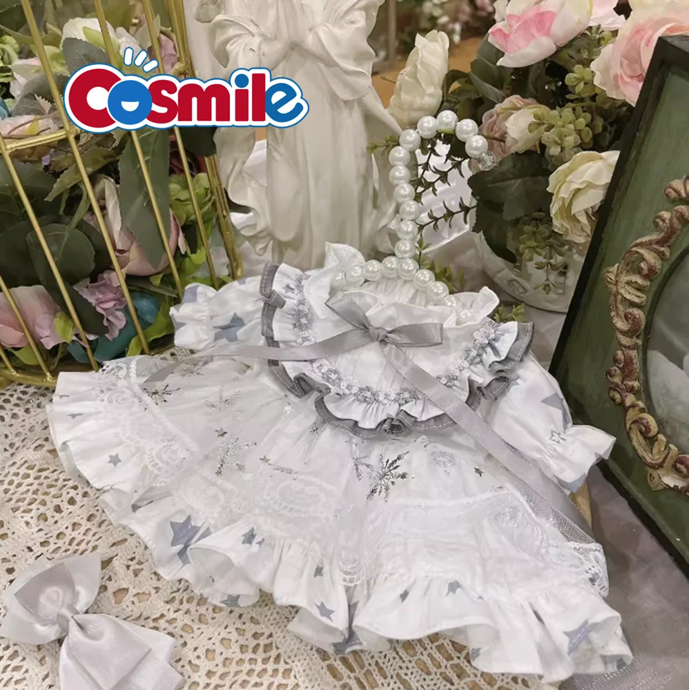 

Cosmile Original Hand-made Doll Clothes Clothing White Grey Star Dress Ruffles For 10cm 15cm 20cm 40cm Plush XM Lovely Cosplay