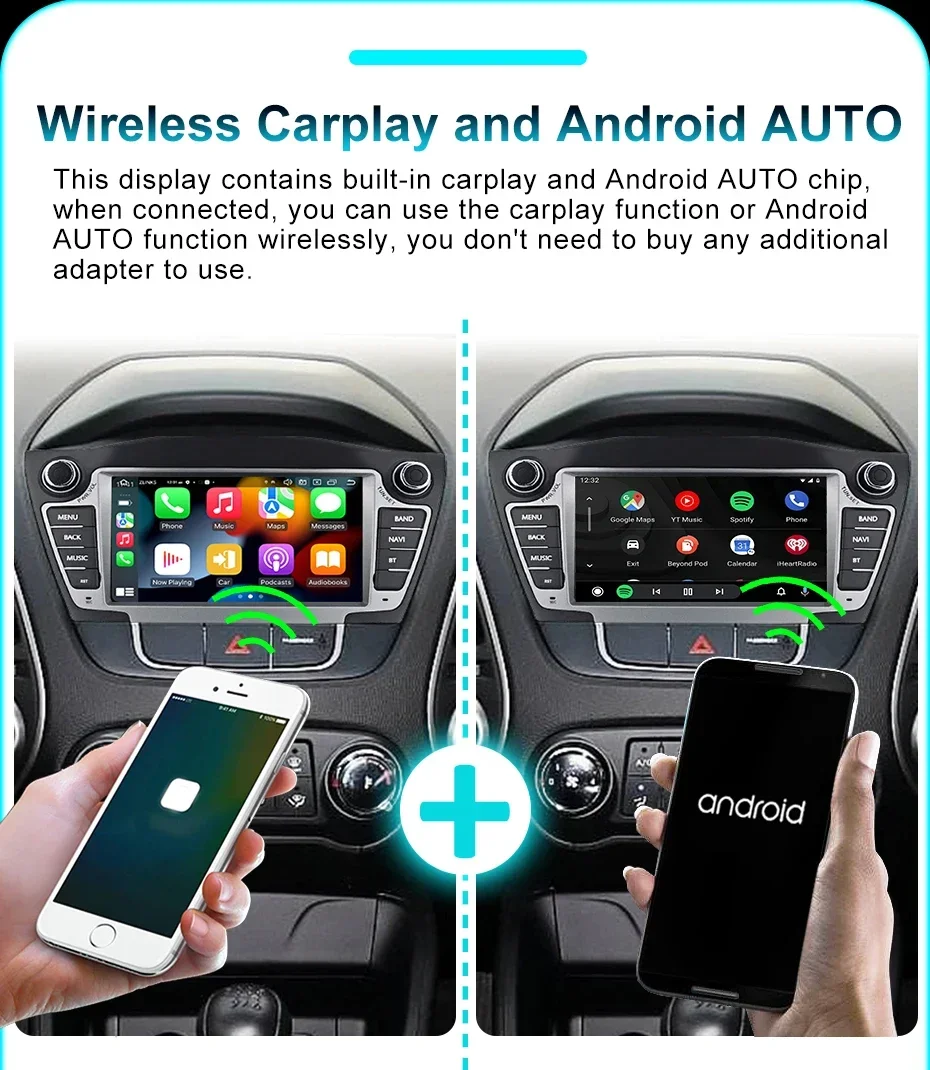 Carplay Android 15 7'' Auto-Stereoanlage Autoradio für Hyundai IX35 Tucson 2009-2015 Android AUTO 2-DIN Autoradio Multimedia 4G LTE – Detail 9