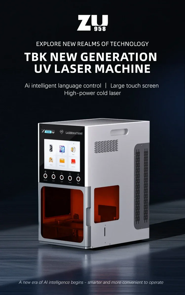 TBK 958ZU-Machine Laser UV 5W avec Fonction Vocale Intelligente AI, pour Écran LCD de Téléphone Portable, Mathiation du Verre Arrière