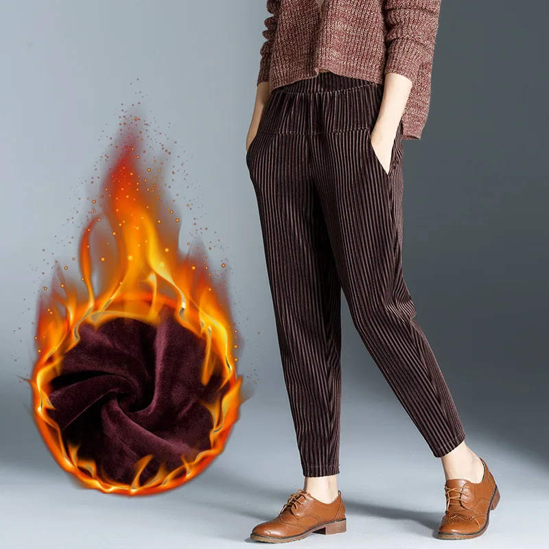 

Casual High Waist Thiened Fce Corduroy Slim Fit Harem Pants Autumn Winter New Sle Street Sle Artistic Loose Trousers