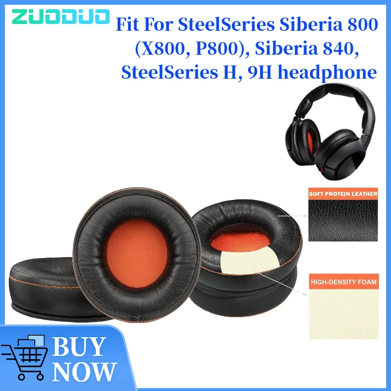 

ZUODUO Leather Headphone Earpads Ear Pads Compatible For SteelSeries Siberia 800 (X800, P800) Headset Earmuff