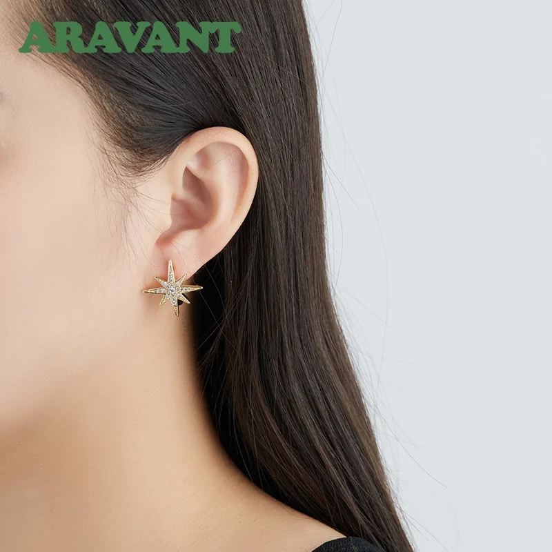 ARAVANT 925 Silver 18K Gold Geometric Hoop Earrings For Women Girls Fashion Christmas Jewelry