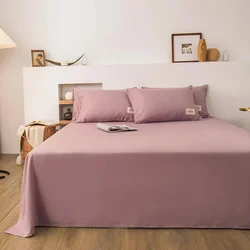 1PC Minimalist Style Washed Cotton Flat Bed Sheet Solid Color Bed Cover Single/Queen/King Flat Bedsheets Summer Breathable Sheet