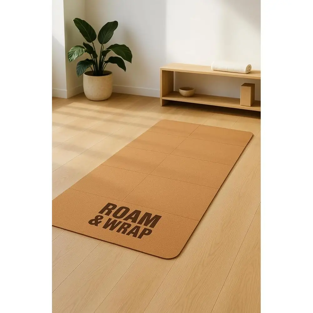 سجادة يوجا محمولة قابلة للطي مقاس 5 مم مع سطح من الفلين - خفيفة الوزن وقابلة للتعبئة وسهلة التخزين، مثالية للتمدد واليوجا والبيلاتس - داخل