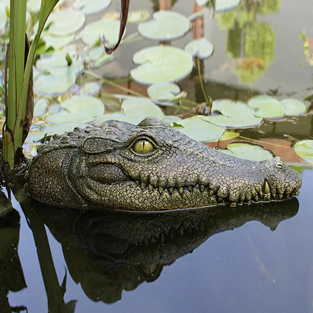 

Crocodile Head Decoy Realistic Floating Crocodile Head Scare Ducks Herons Garden Pond Pool Resin Crocodile Buoy Statue