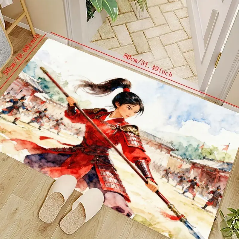 

1 шт. ковер воина-принцессы самурая для входа в гостиную, декоративный напольный коврик с изысканным рисунком, большая площадь 31,49 дюйма
