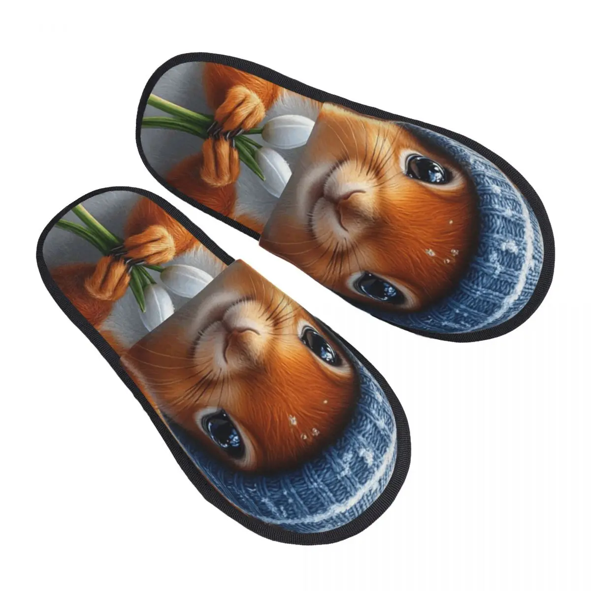 

Custom Cute Squirrel Guest Slippers for Bathroom Women House Slipper